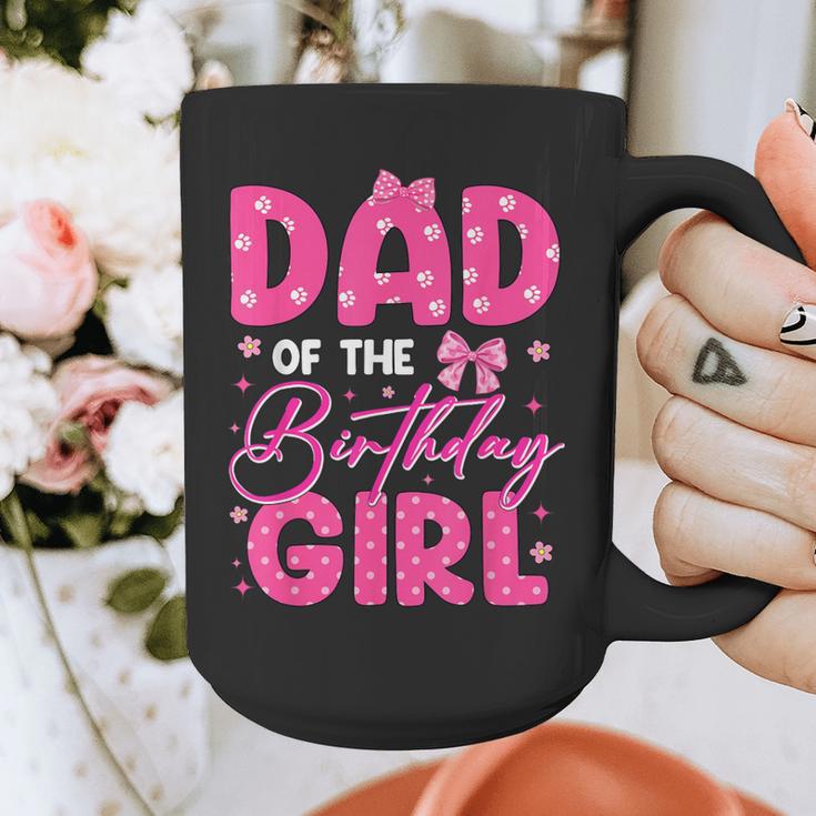 Dad Of The Birthday Girl Pink Bow Birthday Girl Family Graphic Print Coffee Mug