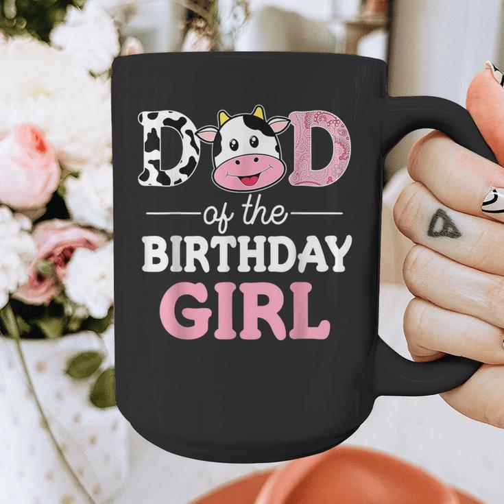 Dad Of The Birthday Girl Shirt Farm Cow Daddy Papa 1st Graphic Print Coffee Mug