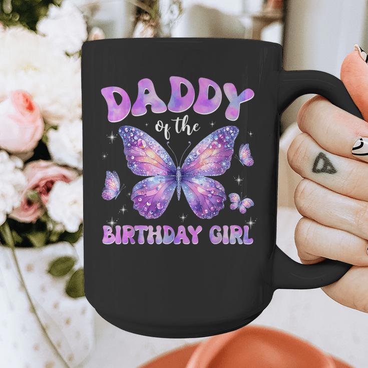 Dad Of The Birthday Girl Tie Dye Butterfly Birthday Family Graphic Print Coffee Mug