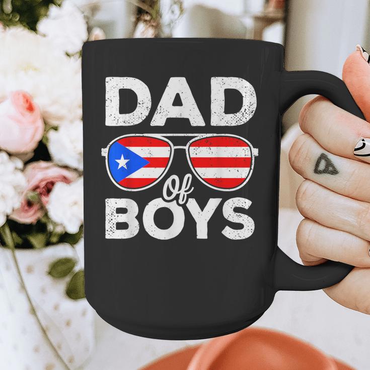 Dad Of Boys Fathers Day Retro Puerto Rico Flag Boricua Dad Graphic Print Coffee Mug