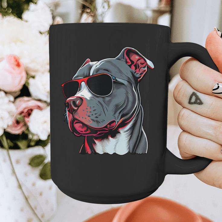 Dad Mom Cool Dog Sunglasses Pitbull Graphic Print Coffee Mug Dad Mom Cool Dog Sunglasses Pitbull Graphic Print Coffee Mug