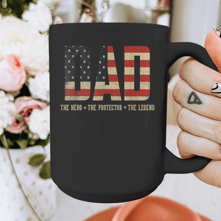 Dad Protector Hero Legend USA Flag Dad Father's Day Graphic Print Coffee Mug