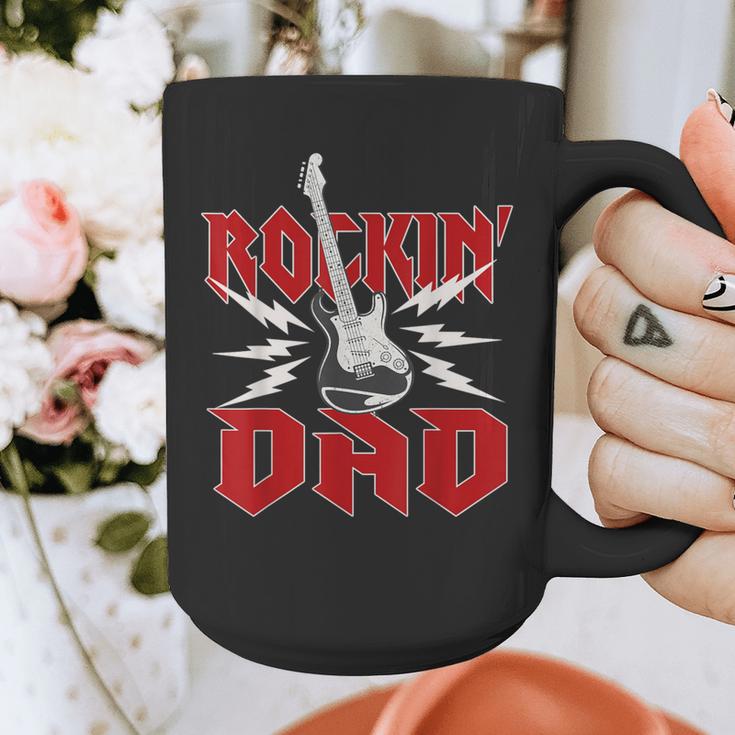Dad Rockin One Birthday Family Matching Rock Guitar Graphic Print Coffee Mug