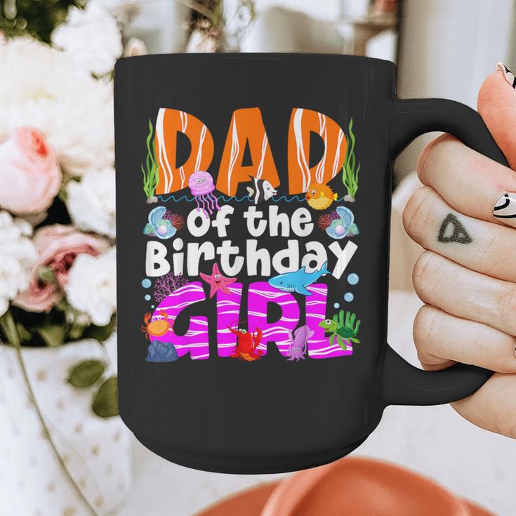 Dad Under Sea Birthday Party Girls Ocean Sea Animals Themed Graphic Print Coffee Mug
