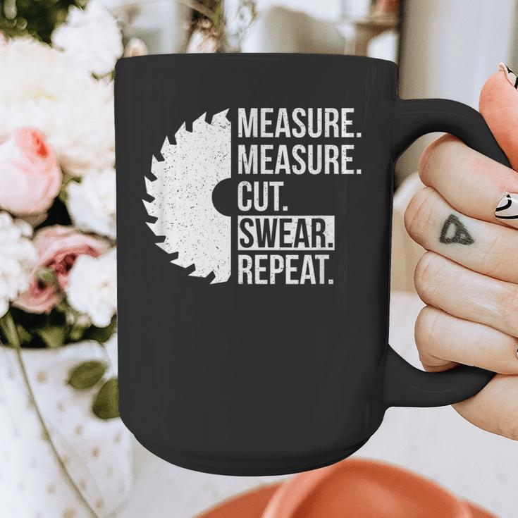 Dad Shirt Measure Cut Swear Handyman Father Day Tshirt Graphic Print Coffee Mug