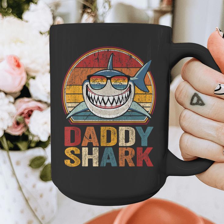 Daddy Shark Retro Shark Shirt Pajamas For Dad Dad Graphic Print Coffee Mug