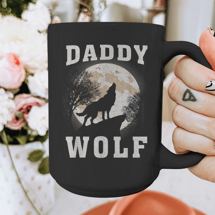 Daddy Wolf Wolves Dad Moon Fathers Day Graphic Print Coffee Mug