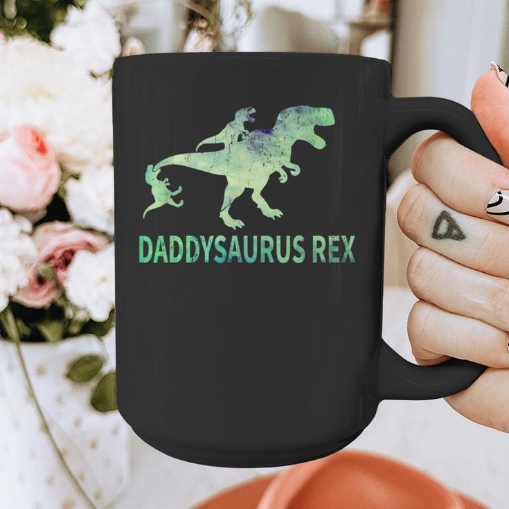 DaddysaurusRex Dinosaur Daddy Saurus Dad 2 Two Kids Dino Graphic Print Coffee Mug