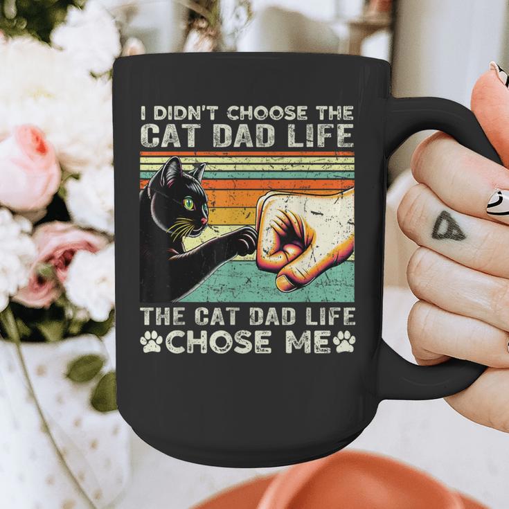 I Didn't Choose The Cat Dad Life Funny Cat Lovers Vintage Graphic Print Coffee Mug