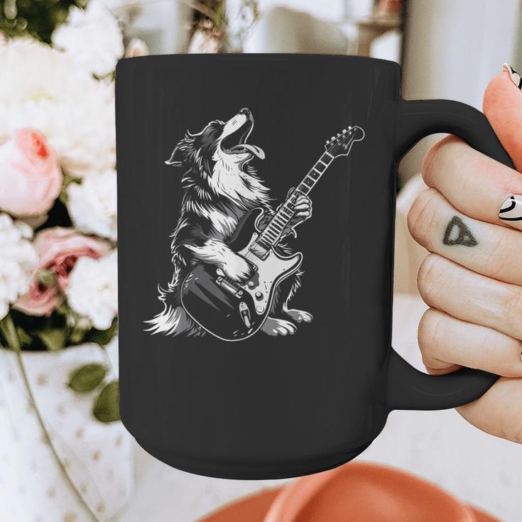 Dog Guitarist Guitar Australian Shepherd Dad Mom Graphic Print Coffee Mug