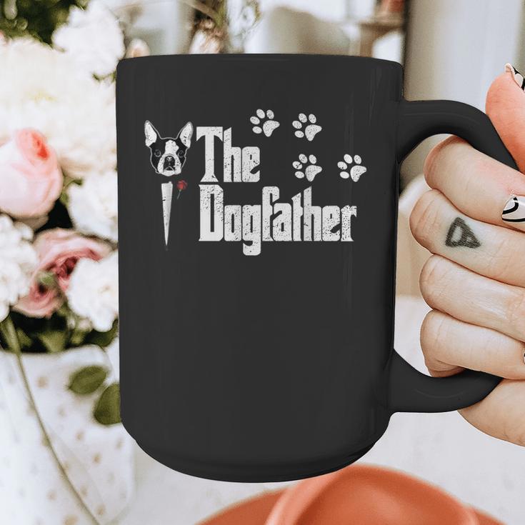 The Dogfather Boston Terrier Dog Dad Tshirt Idea Graphic Print Coffee Mug