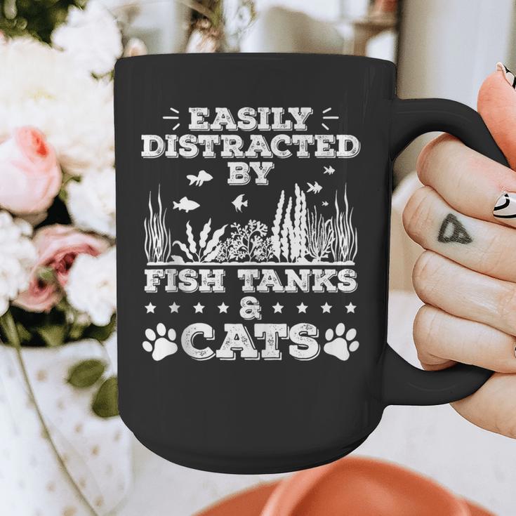 Easily Distracted By Fish Tanks And Cats Lover Introvert Graphic Print Coffee Mug Easily Distracted By Fish Tanks And Cats Lover Introvert Graphic Print Coffee Mug