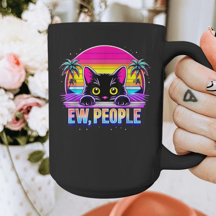 Ew Cat Misanthrope Introvert Synthwave 80s Graphic Print Coffee Mug Ew Cat Misanthrope Introvert Synthwave 80s Graphic Print Coffee Mug