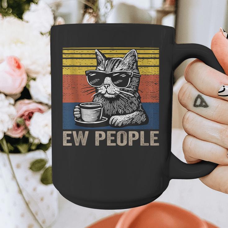 Ew People Introvert Cat Lover Crazy Vintage Cat Lady Graphic Print Coffee Mug