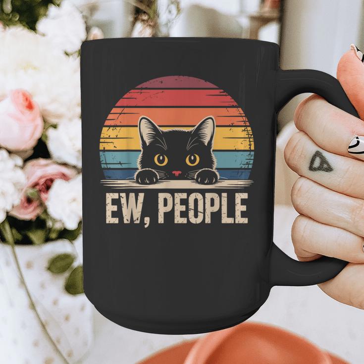 Ew People Retro Vintage Anti Social Cat Introvert Graphic Print Coffee Mug