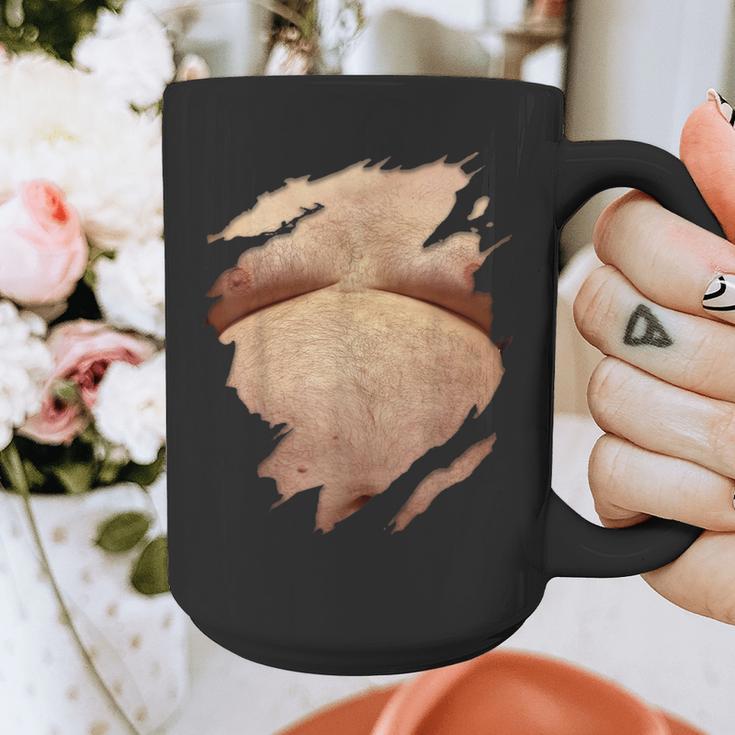 Fat Hairy Guy Big Stomach & Man Boobs Fat Dad BOD Graphic Print Coffee Mug