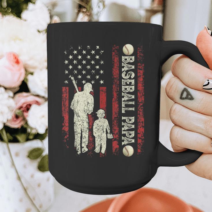 Father's Day Baseball Papa USA Flag Dad Men Baseball Graphic Print Coffee Mug