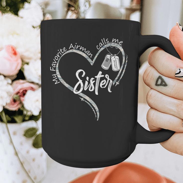 My Favorite Airman Calls Me Sister USAF Graduation Sister Graphic Print Coffee Mug