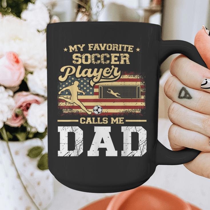 My Favorite Soccer Player Calls Me Dad US Flag Fathers Day Graphic Print Coffee Mug