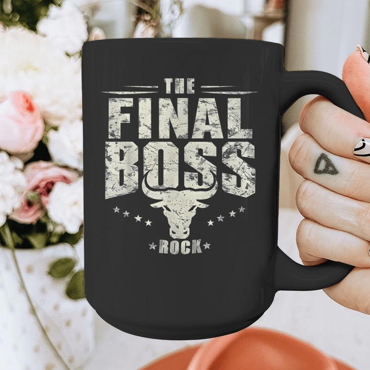 The Final Boss Vintage Rock Bull Fun Tee For Strong Dads Graphic Print Coffee Mug