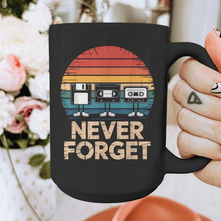 Floppy VHS Cassette Never Forget Retro 80s 90s Nostalgia Graphic Print Coffee Mug