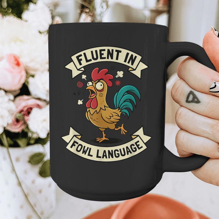 Fluent In Fowl Language Chicken Rooster Mom Dad Farm Graphic Print Coffee Mug