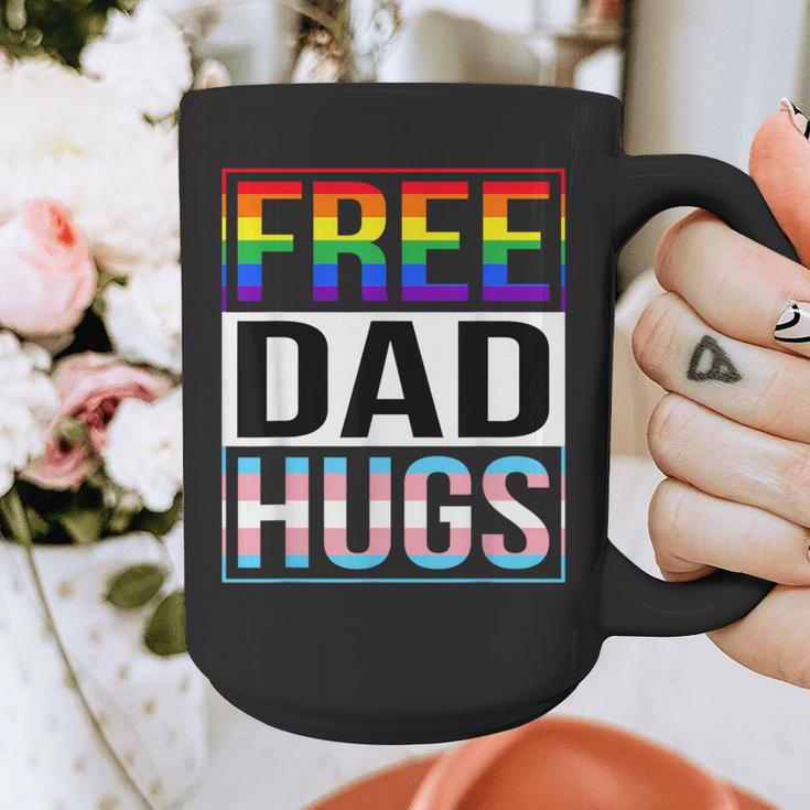 Free Dad Hugs LGBT Gay Pride Month Transgender Rainbow Flag Graphic Print Coffee Mug