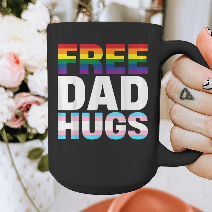 Free Dad Hugs Pride Flag Month LGBTQ Transgender Support Graphic Print Coffee Mug Free Dad Hugs Pride Flag Month LGBTQ Transgender Support Graphic Print Coffee Mug