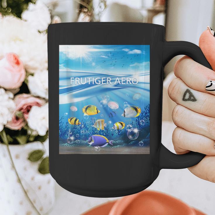 Frutiger Aero Aesthetic Tech Ocean Underwater Fishes Graphic Print Coffee Mug