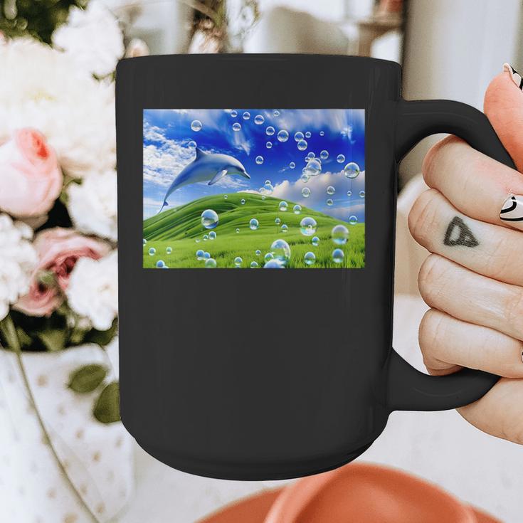 Frutiger Aero Dolphin Meadow Aesthetic Y2k 2000s Ironic Graphic Print Coffee Mug Frutiger Aero Dolphin Meadow Aesthetic Y2k 2000s Ironic Graphic Print Coffee Mug