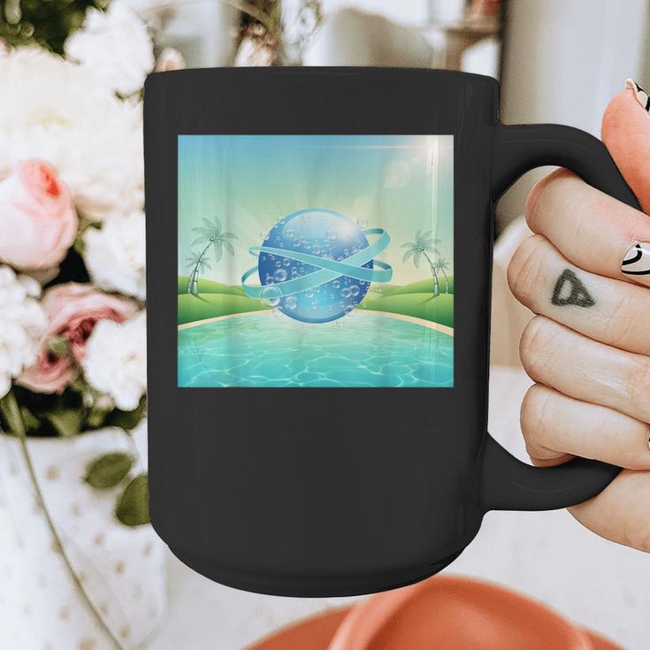 Frutiger Aero Y2k Aesthetic Palm Trees Cyber Beach World Graphic Print Coffee Mug