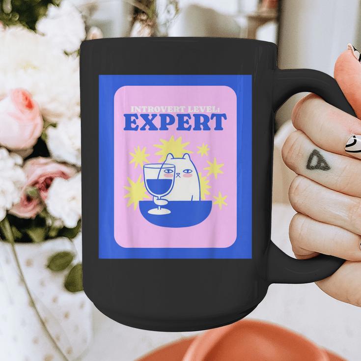 Fun Cute Introvert Cat Character With Wine Graphic Print Coffee Mug Fun Cute Introvert Cat Character With Wine Graphic Print Coffee Mug