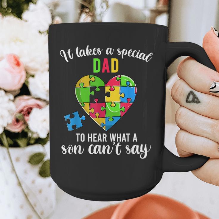 Fun Heart Puzzle Shirts Dad Autism Awareness Family Support Graphic Print Coffee Mug