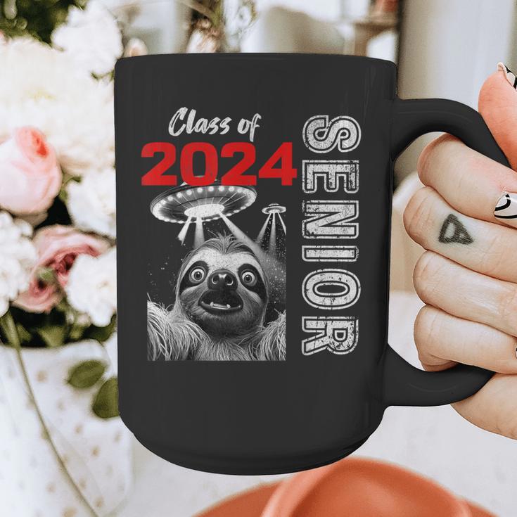 Fun Trendy UFO Sloth Graduation Class Of 2024 Senior Graphic Print Coffee Mug