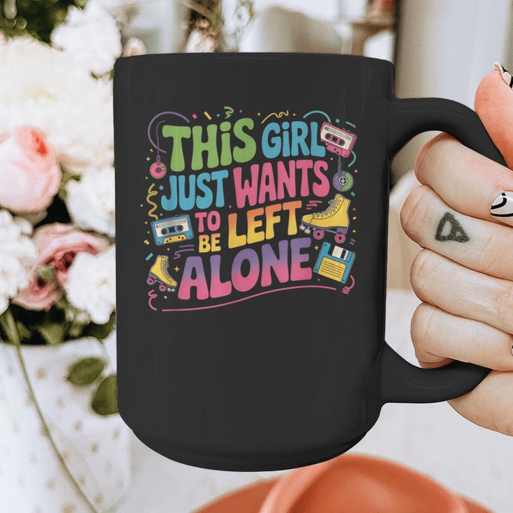This Girl Just Wants To Be Left Alone Retro Nostalgia Graphic Print Coffee Mug