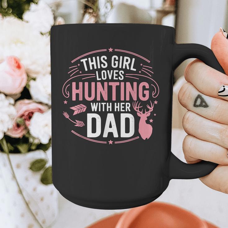 This Girl Loves Hunting With Her Dad Pink Deer Hunter Graphic Print Coffee Mug