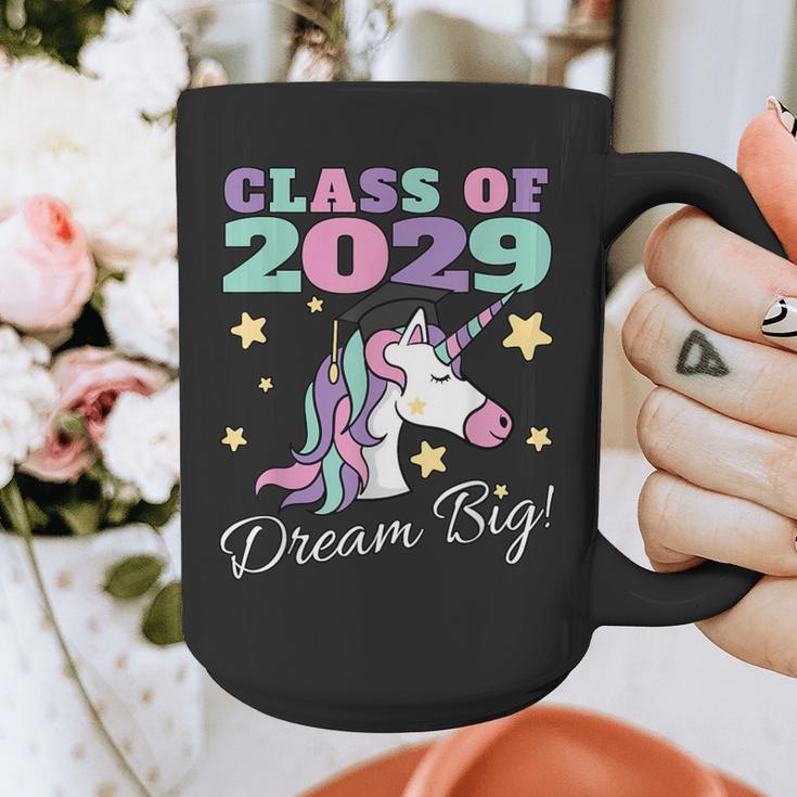 Girls Class Of 2029 Magical Unicorn Graduation Cap Graphic Print Coffee Mug