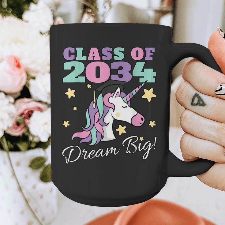 Girls Class Of 2034 Magical Unicorn Graduation Cap Graphic Print Coffee Mug