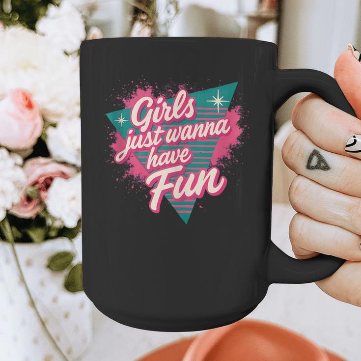 Girls Just Wanna Have Fun Retro 80s Nostalgia Night Out Graphic Print Coffee Mug
