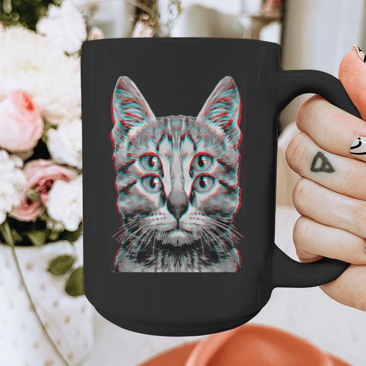 Glitch Weird Cat Kitten Optical Illusion Cat Mom Dad Graphic Print Coffee Mug