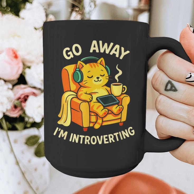 Go Away I'm Introverting Cat Coffee Headphones Graphic Print Coffee Mug Go Away I'm Introverting Cat Coffee Headphones Graphic Print Coffee Mug