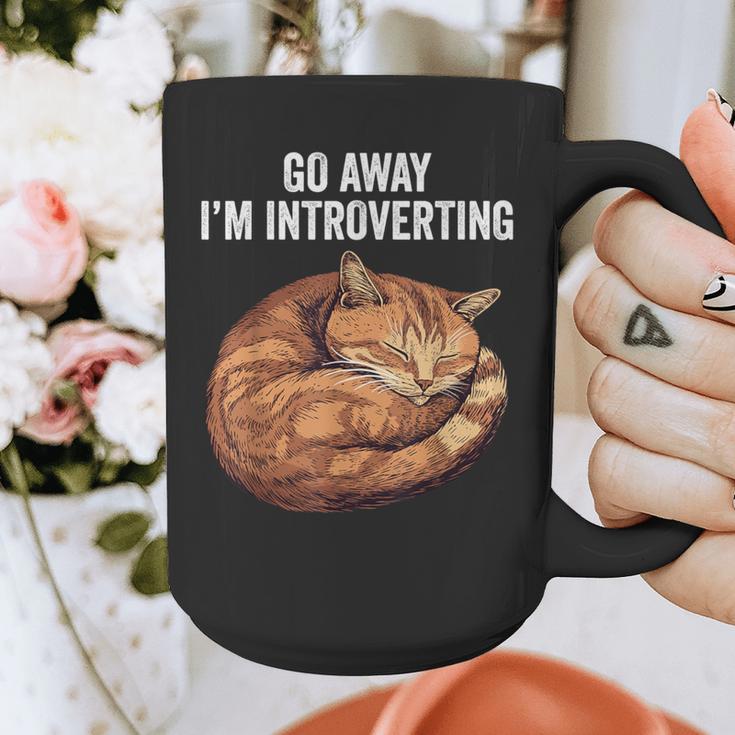Go Away I'm Introverting Cat Introvert Men Women Girls Kids Graphic Print Coffee Mug