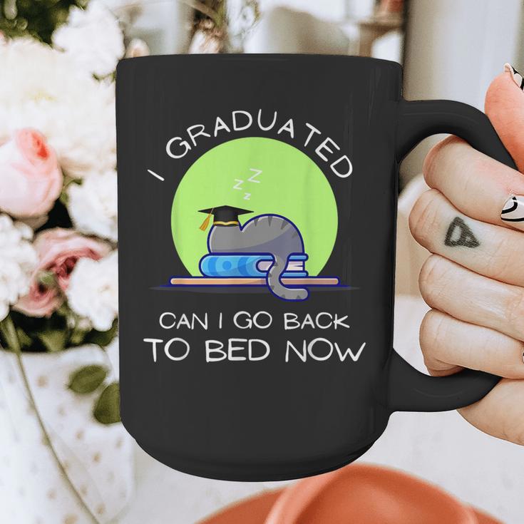 I Graduated Can I Go Back To Bed Now Cat Graduation For Men Women Girls Kids Graphic Print Coffee Mug