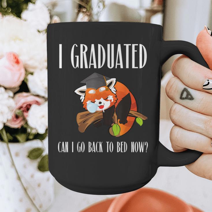 I Graduated Can I Go Back To Bed Sleepy Red Panda Graduation Graphic Print Coffee Mug