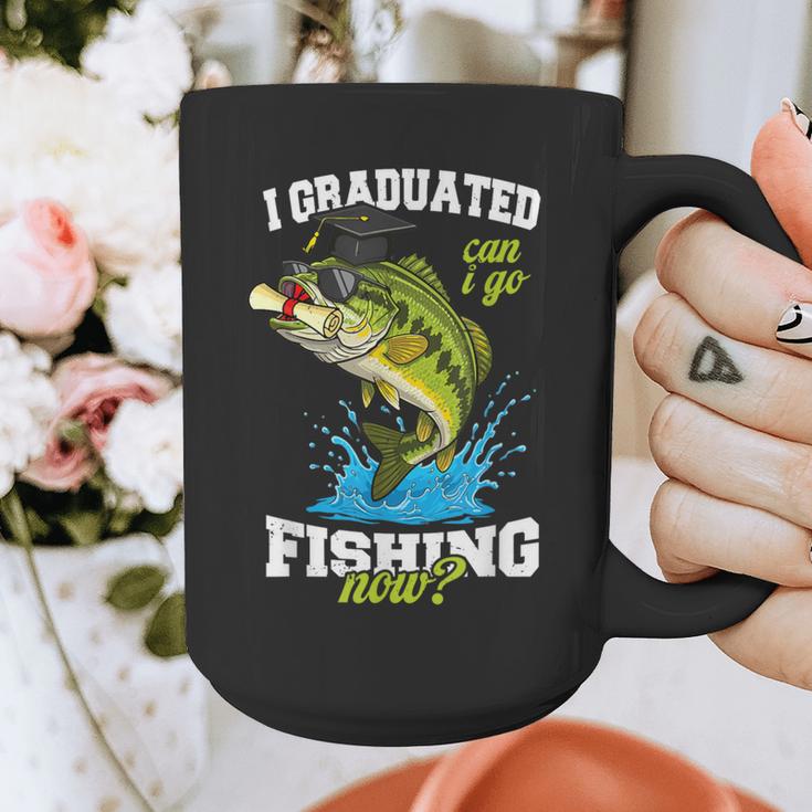 I Graduated Can I Go Fishing Now 2025 Graduation Fisher Graphic Print Coffee Mug