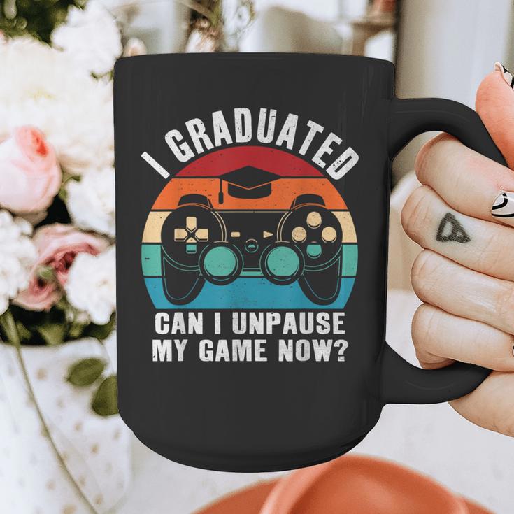 I Graduated Can I Unpause My Game Now Retro Graduation Graphic Print Coffee Mug