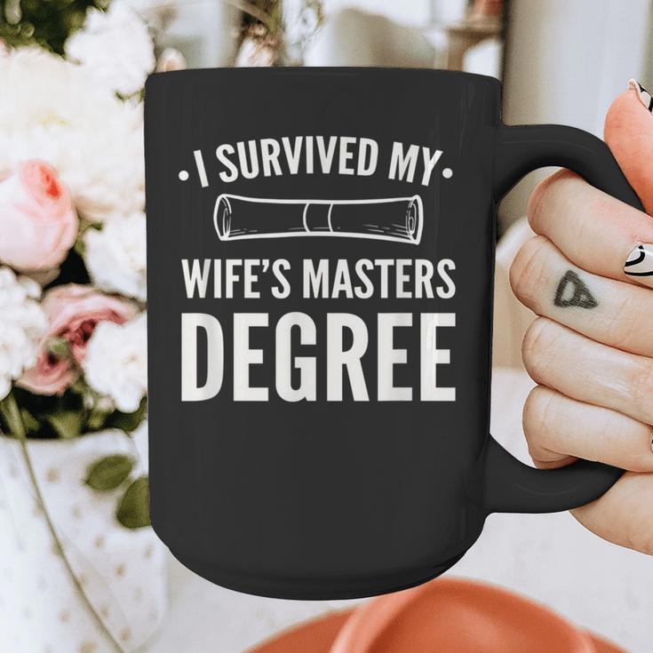 Graduation Day Husband I Survived My Wifes Masters Degree Graphic Print Coffee Mug