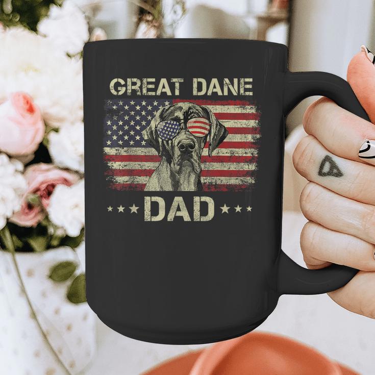 Great Dane Dad Dog Lovers American Flag 4th Of July Graphic Print Coffee Mug