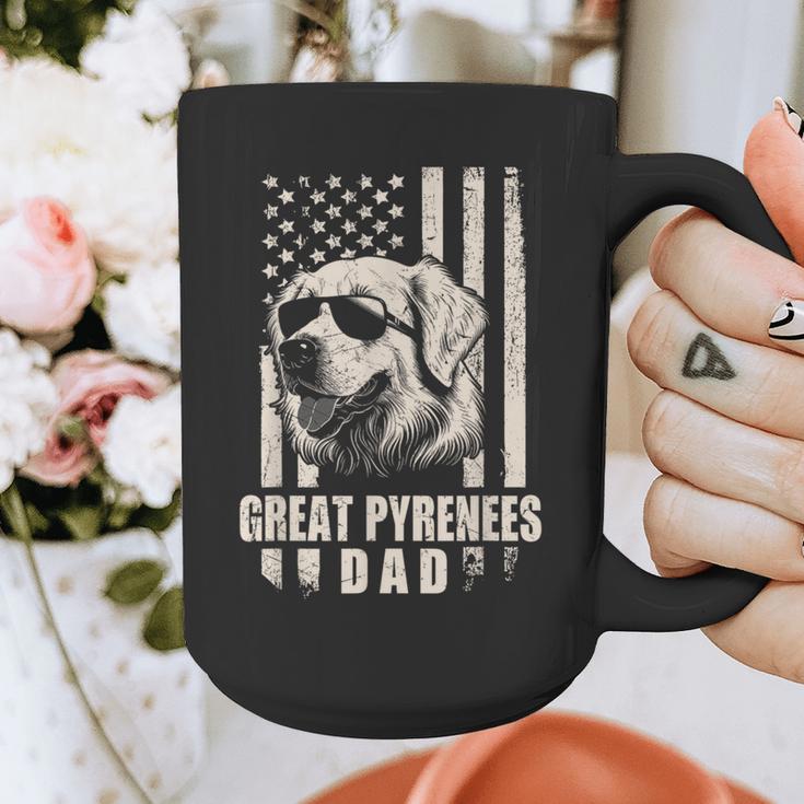 Great Pyrenees Dog Dad American Flag For Father Men Graphic Print Coffee Mug Great Pyrenees Dog Dad American Flag For Father Men Graphic Print Coffee Mug