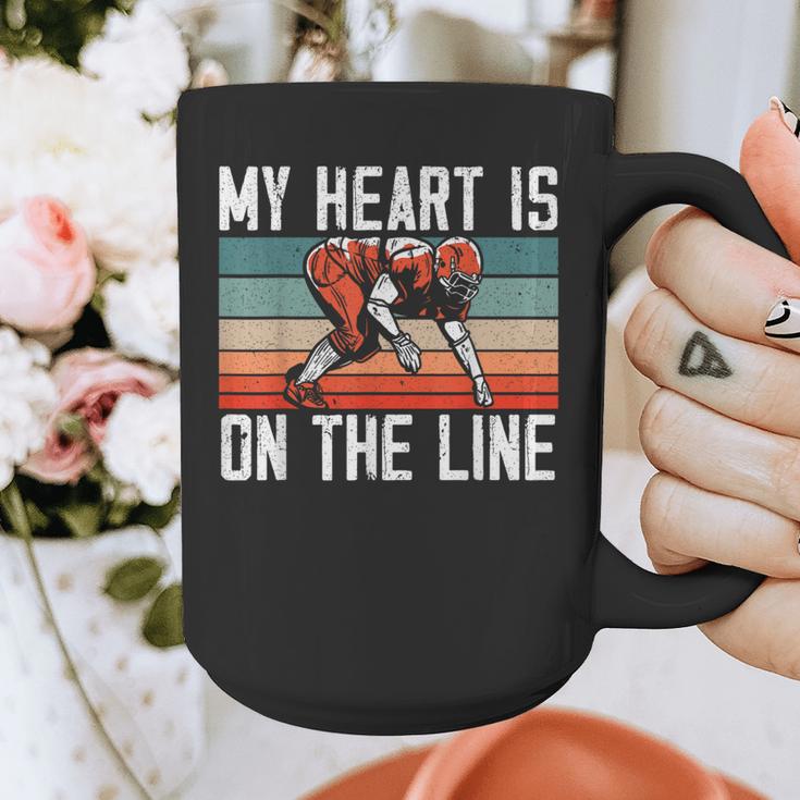 My Heart Is On The Line Football Mom Dad Offensive Lineman Graphic Print Coffee Mug